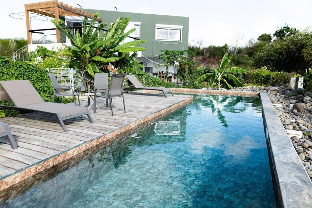 T3 Lumineux Avec Vue Exceptionnelle Et Piscine Oasis De Nature Et Serenite Petit-Canal Ngoại thất bức ảnh